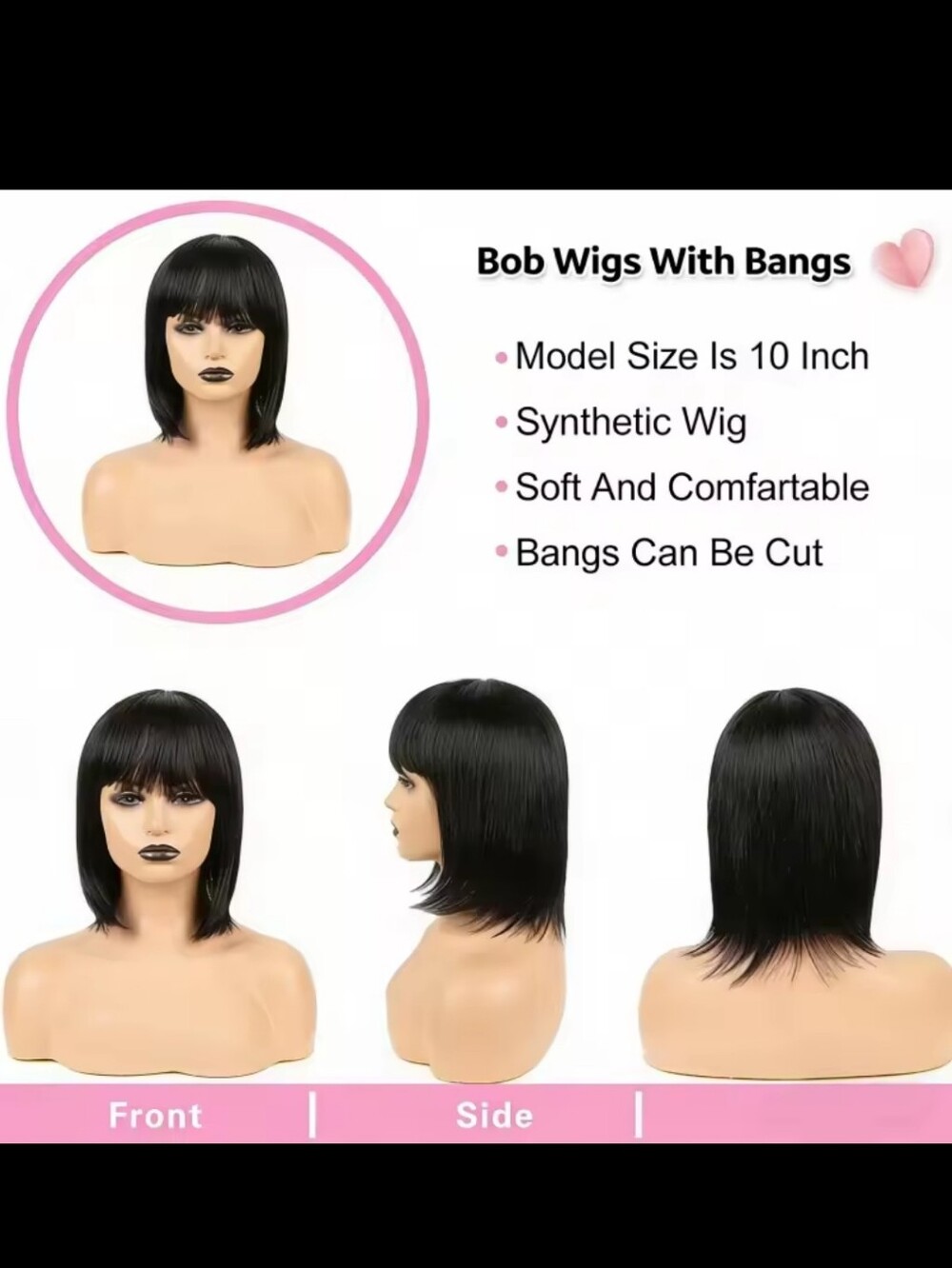 Classic Straight Bob Wig with Blunt Bangs - Picture 7 of 10